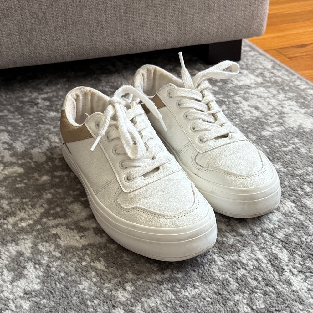 Nautica Women's Grelle White Sneaker Size 7 Shoes Lace Up Flats Taupe - Picture 6 of 11